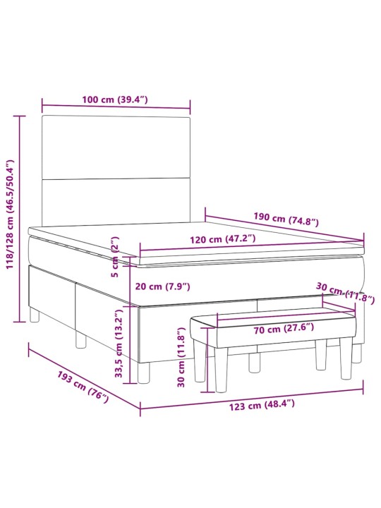 Box spring postel s matrací růžová 120x190 cm samet