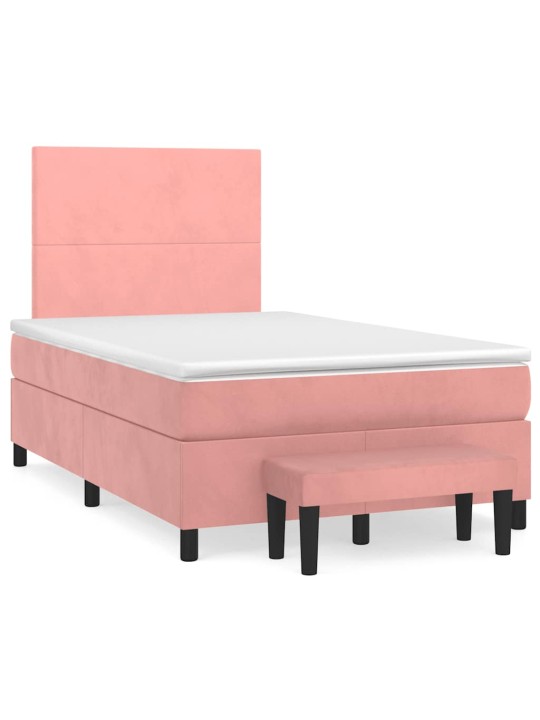 Box spring postel s matrací růžová 120x190 cm samet