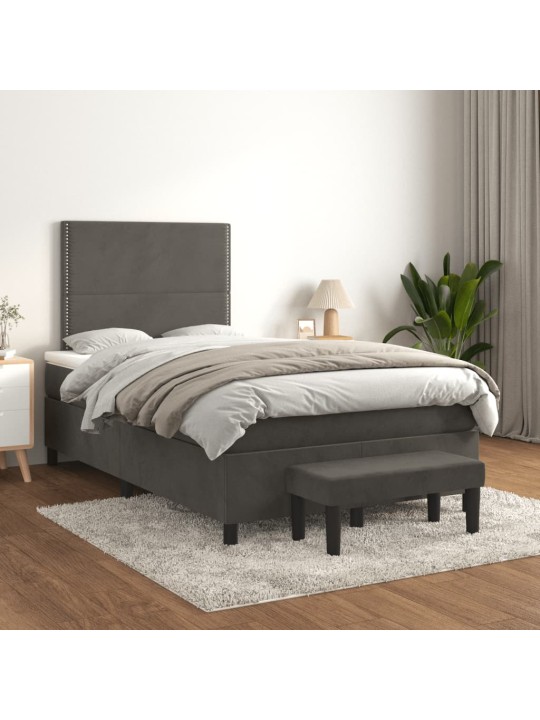 Box spring postel s matrací tmavě šedý 120x190 cm samet
