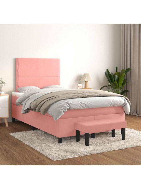 Box spring postel s matrací růžová 120x190 cm samet