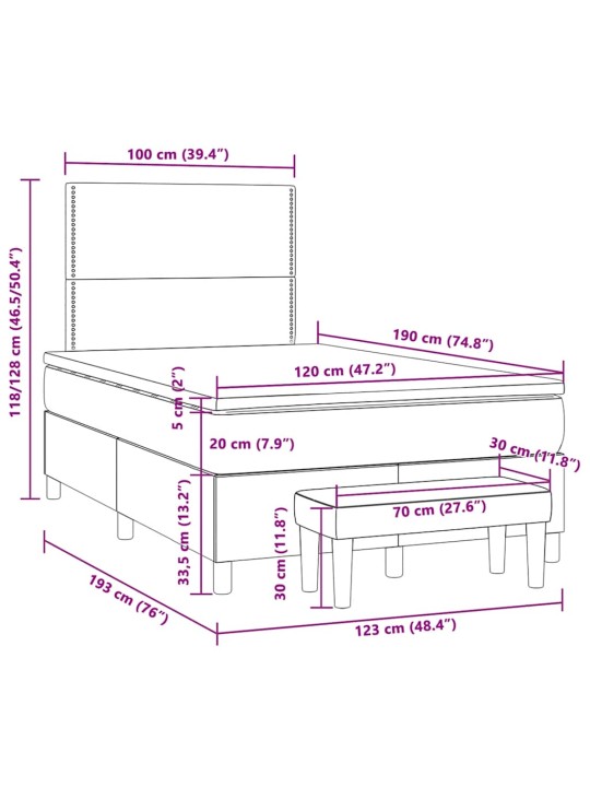 Box spring postel s matrací růžová 120x190 cm samet