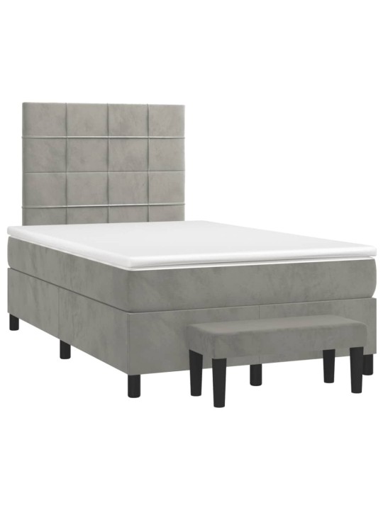Box spring postel s matrací světle šedá 120x190 cm samet