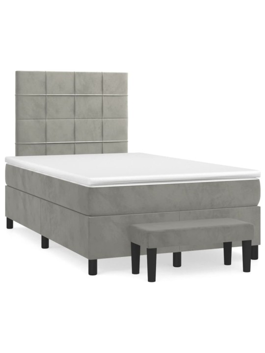Box spring postel s matrací světle šedá 120x190 cm samet