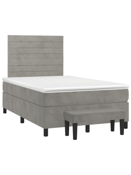 Box spring postel s matrací světle šedá 120x190 cm samet