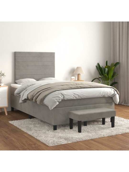 Box spring postel s matrací světle šedá 120x190 cm samet