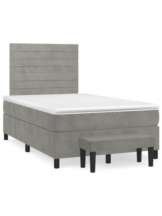 Box spring postel s matrací světle šedá 120x190 cm samet
