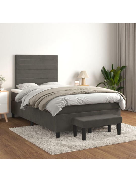 Box spring postel s matrací tmavě šedý 120x190 cm samet