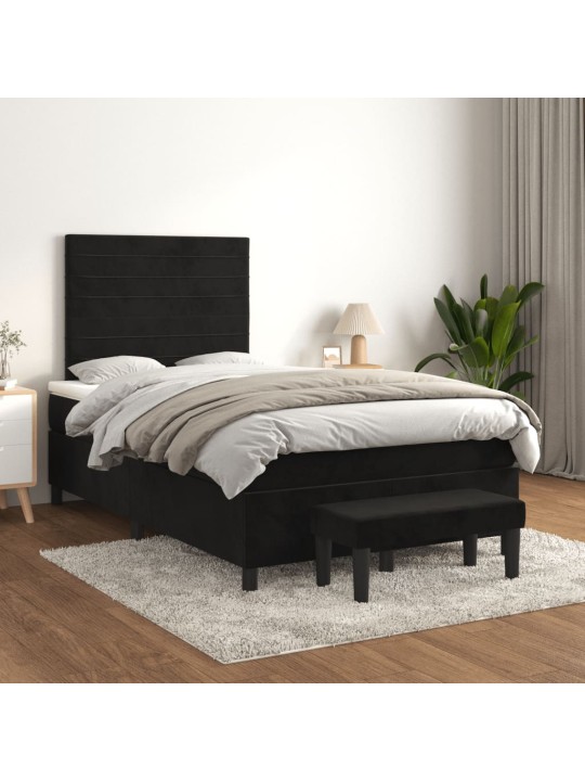 Box spring postel s matrací černá 120 x 190 cm samet