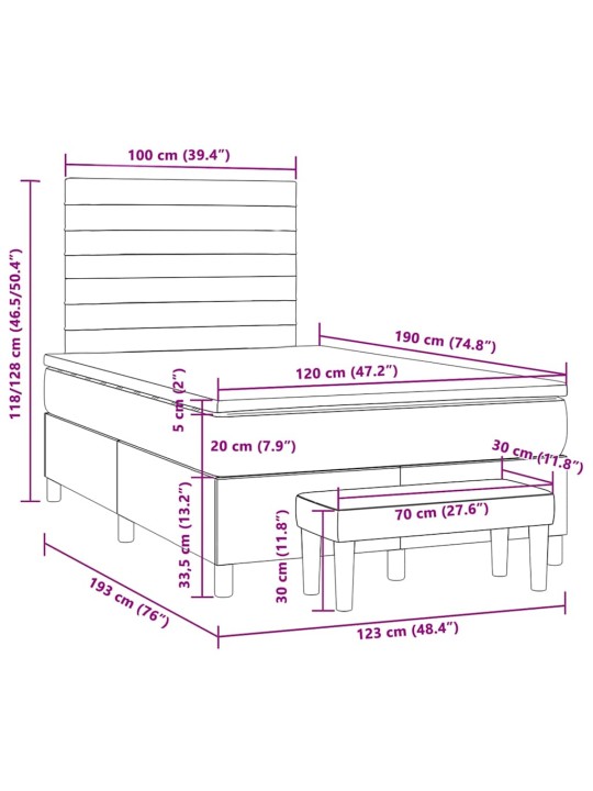 Box spring postel s matrací růžová 120x190 cm samet
