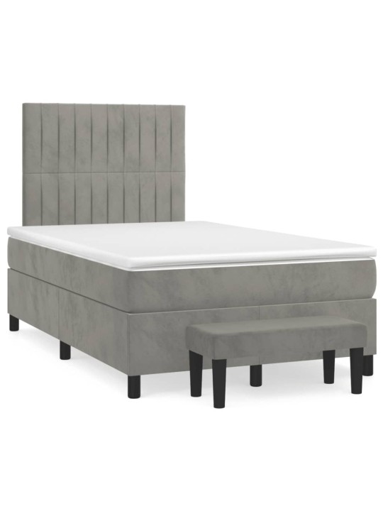 Box spring postel s matrací světle šedá 120x190 cm samet
