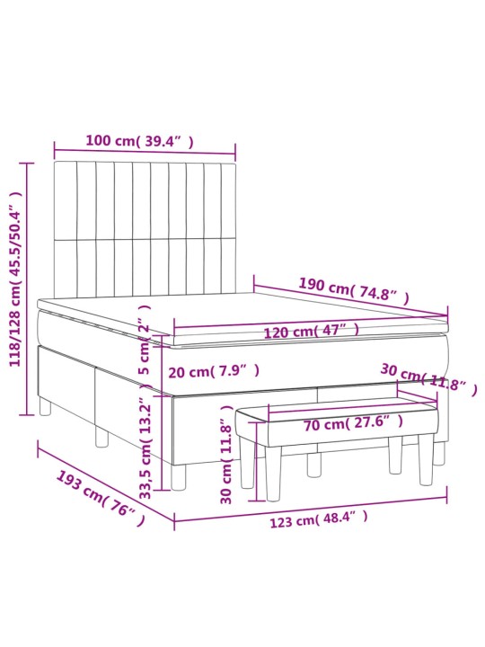 Box spring postel s matrací tmavě šedý 120x190 cm samet