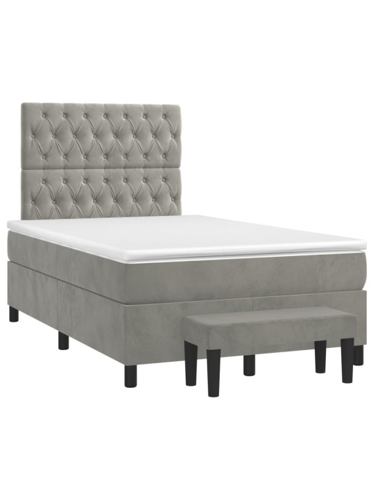 Box spring postel s matrací světle šedá 120x190 cm samet