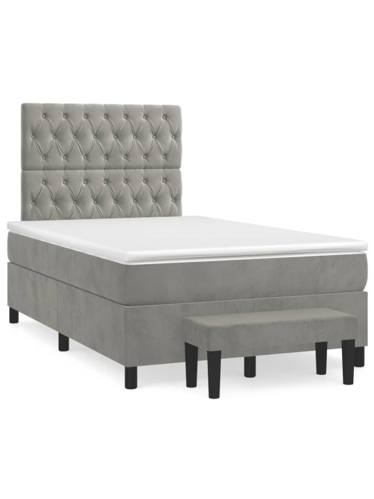 Box spring postel s matrací světle šedá 120x190 cm samet