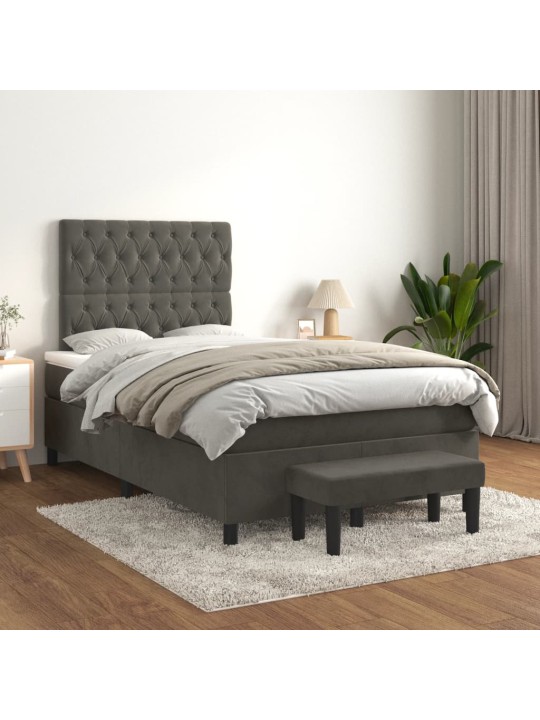 Box spring postel s matrací tmavě šedý 120x190 cm samet