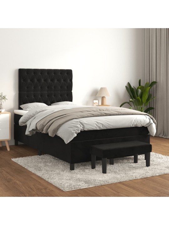 Box spring postel s matrací černá 120 x 190 cm samet