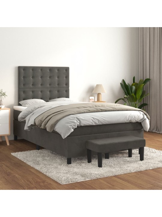 Box spring postel s matrací tmavě šedý 120x190 cm samet