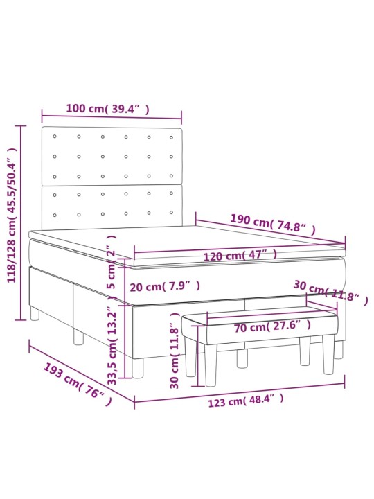 Box spring postel s matrací tmavě šedý 120x190 cm samet