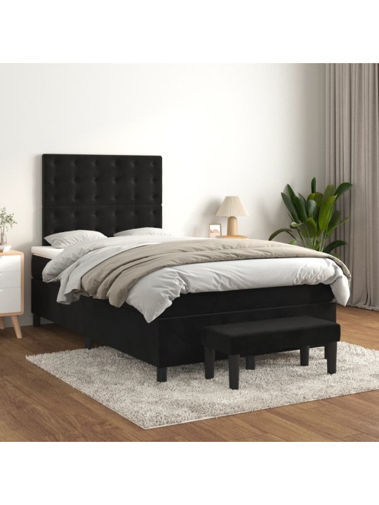 Box spring postel s matrací černá 120 x 190 cm samet