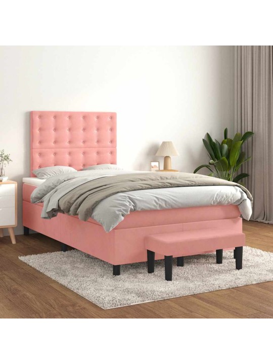 Box spring postel s matrací růžová 120x190 cm samet