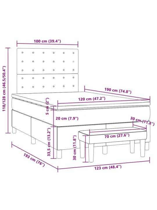 Box spring postel s matrací růžová 120x190 cm samet