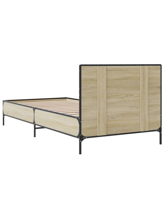 Rám postele dub sonoma 90 x 200 cm kompozitní dřevo a kov