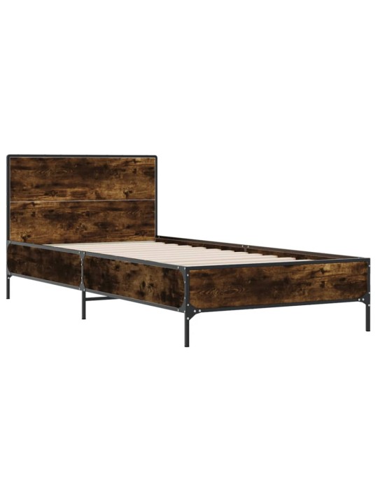Rám postele kouřový dub 90 x 200 cm kompozitní dřevo a kov
