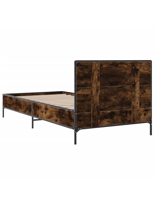 Rám postele kouřový dub 90 x 200 cm kompozitní dřevo a kov