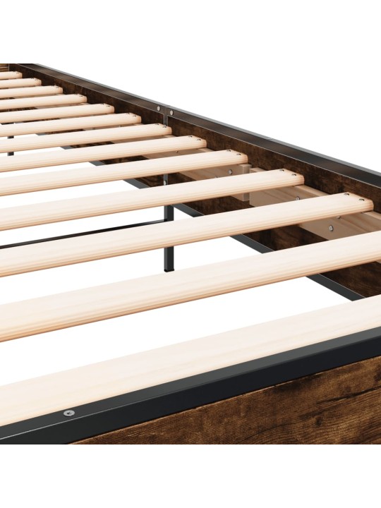 Rám postele kouřový dub 90 x 200 cm kompozitní dřevo a kov