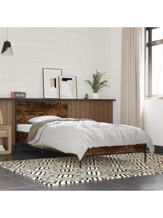 Rám postele kouřový dub 90 x 200 cm kompozitní dřevo a kov