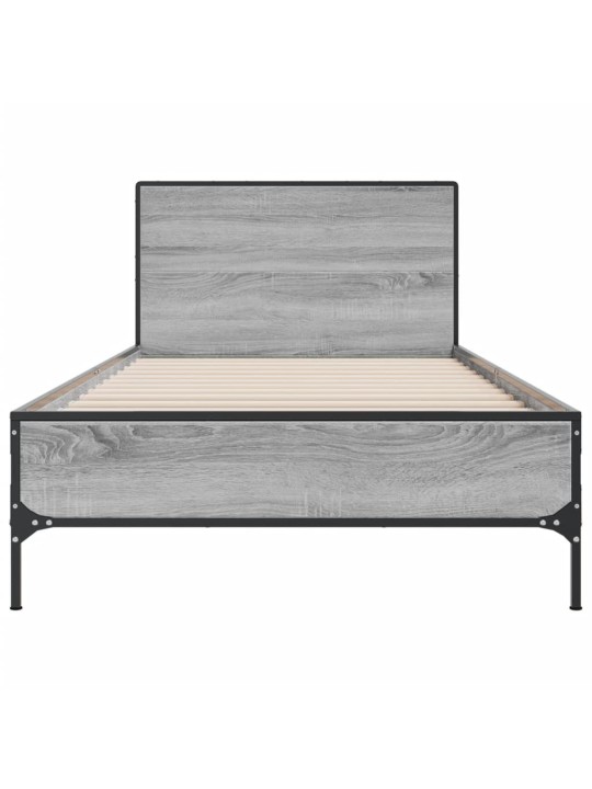 Rám postele šedý sonoma 90 x 200 cm kompozitní dřevo a kov