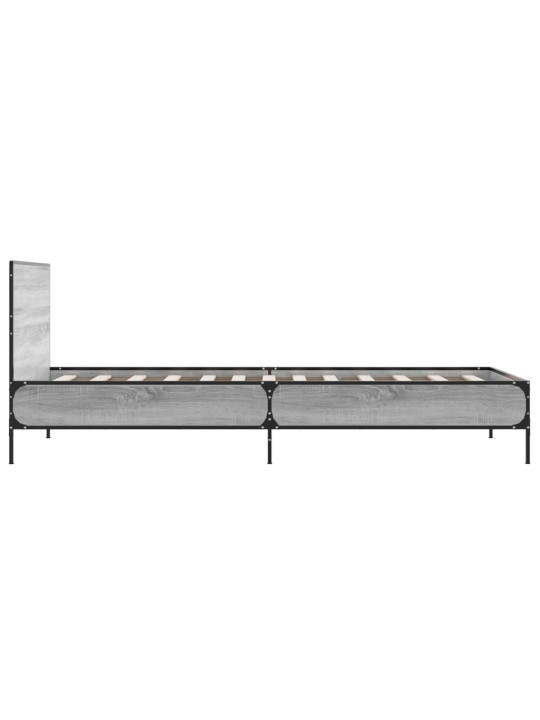 Rám postele šedý sonoma 90 x 200 cm kompozitní dřevo a kov