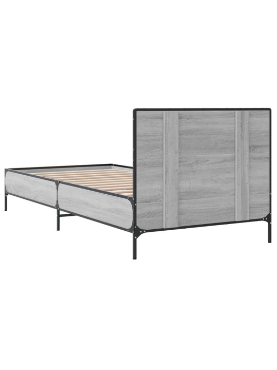 Rám postele šedý sonoma 90 x 200 cm kompozitní dřevo a kov