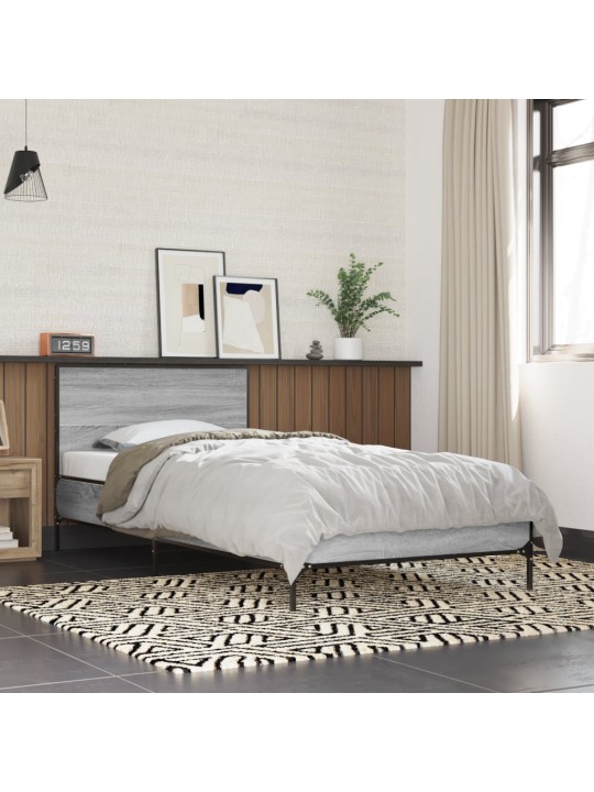 Rám postele šedý sonoma 90 x 200 cm kompozitní dřevo a kov