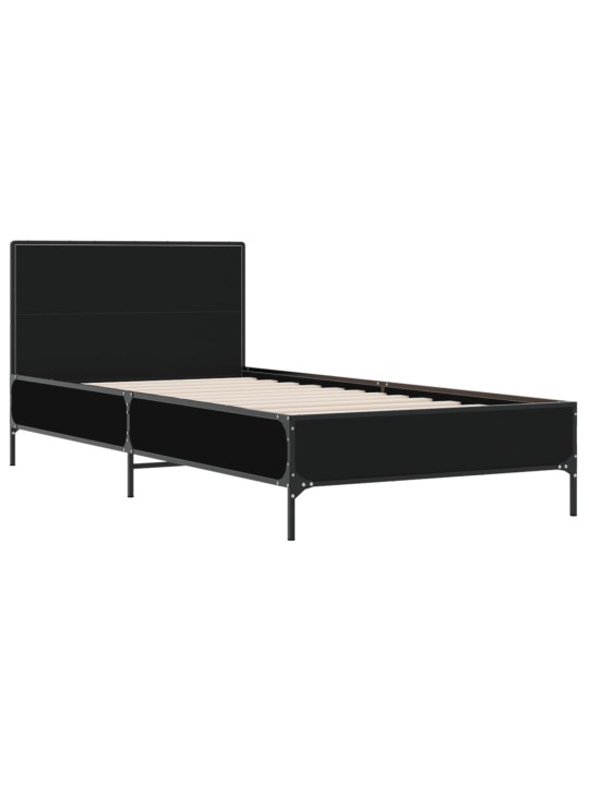 Rám postele černý 100 x 200 cm kompozitní dřevo a kov