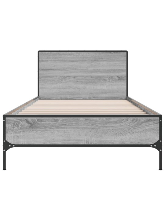 Rám postele šedý sonoma 100 x 200 cm kompozitní dřevo a kov