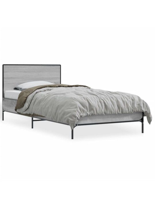 Rám postele šedý sonoma 75 x 190 cm kompozitní dřevo a kov
