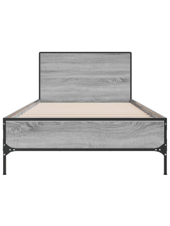 Rám postele šedý sonoma 75 x 190 cm kompozitní dřevo a kov
