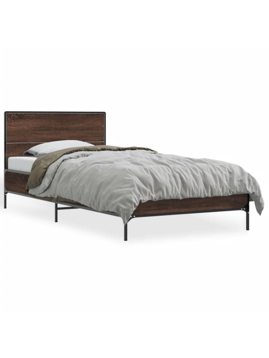 Rám postele hnědý dub 75 x 190 cm kompozitní dřevo a kov