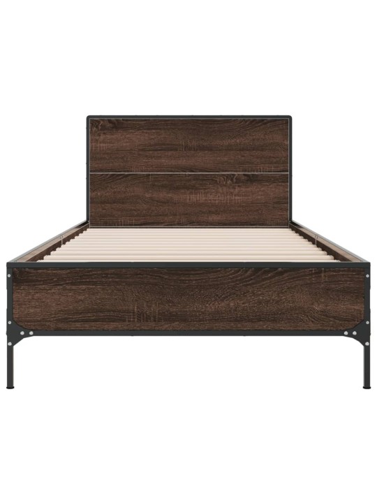 Rám postele hnědý dub 75 x 190 cm kompozitní dřevo a kov