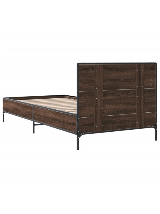 Rám postele hnědý dub 75 x 190 cm kompozitní dřevo a kov