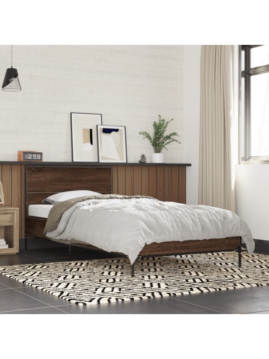 Rám postele hnědý dub 75 x 190 cm kompozitní dřevo a kov