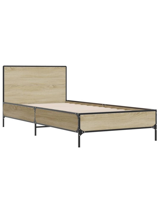 Rám postele dub sonoma 90 x 190 cm kompozitní dřevo a kov
