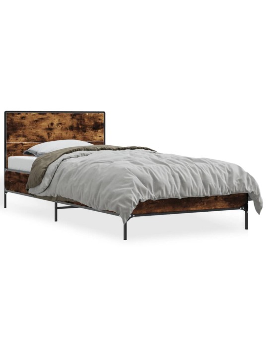 Rám postele kouřový dub 90 x 190 cm kompozitní dřevo a kov