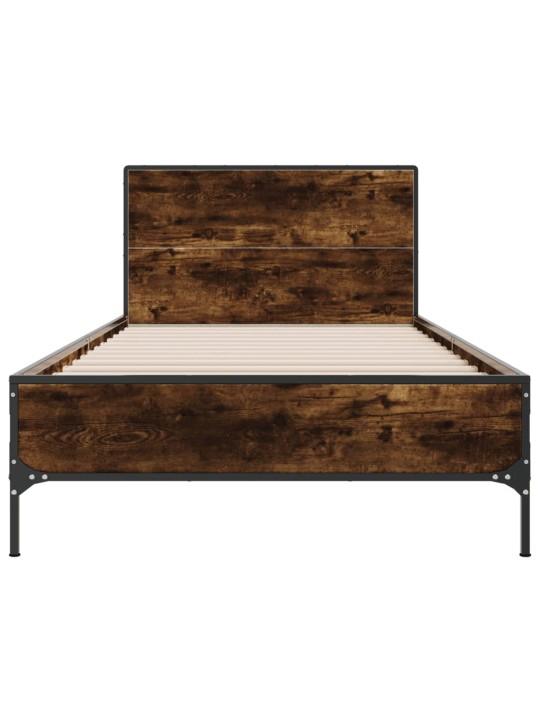 Rám postele kouřový dub 90 x 190 cm kompozitní dřevo a kov