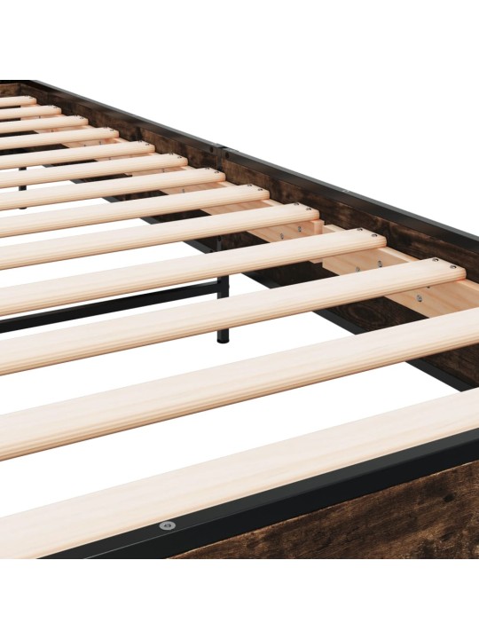 Rám postele kouřový dub 90 x 200 cm kompozitní dřevo a kov