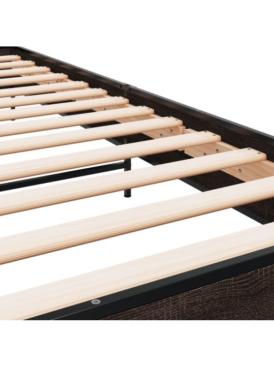 Rám postele hnědý dub 90 x 200 cm kompozitní dřevo a kov