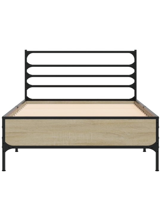 Rám postele dub sonoma 75 x 190 cm kompozitní dřevo a kov