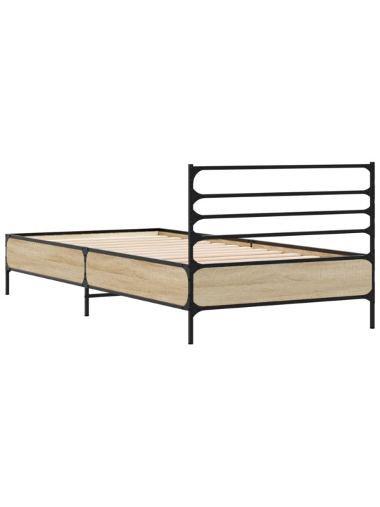 Rám postele dub sonoma 75 x 190 cm kompozitní dřevo a kov