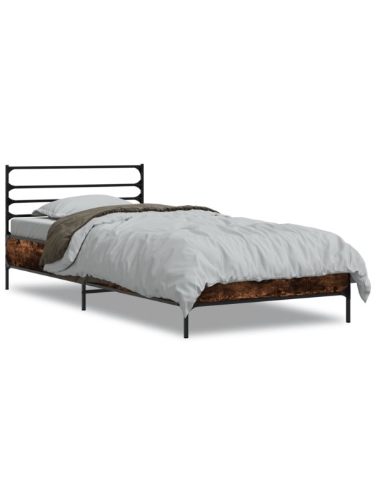 Rám postele kouřový dub 75 x 190 cm kompozitní dřevo a kov