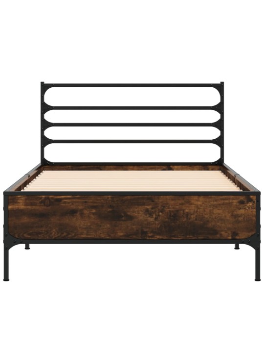Rám postele kouřový dub 75 x 190 cm kompozitní dřevo a kov